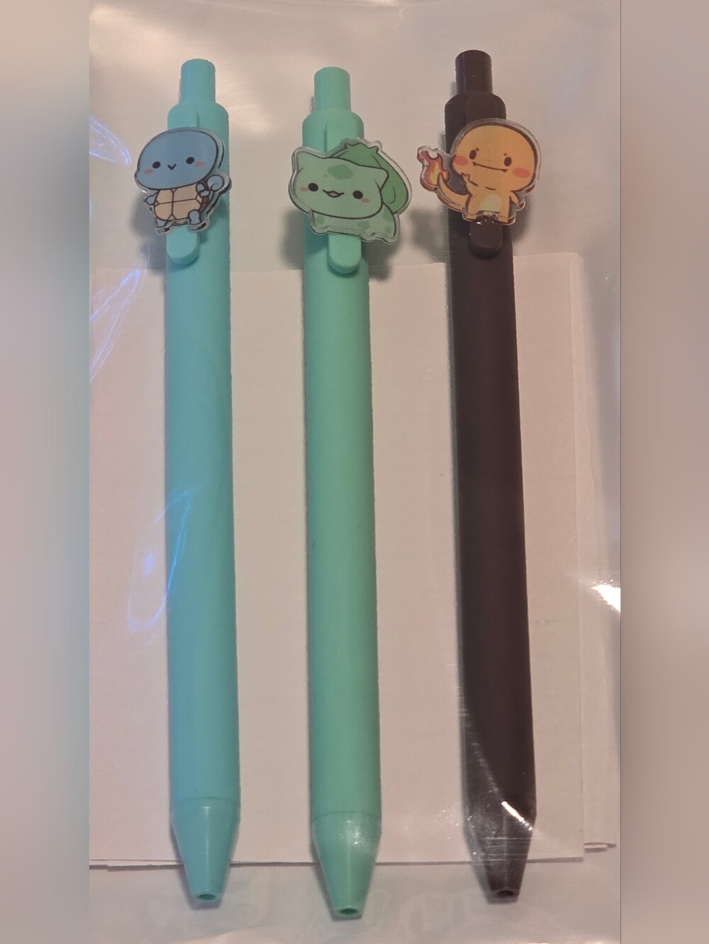 Pokemon Gel Pen 3Pck Squirtle Bulbasaur & Charmander